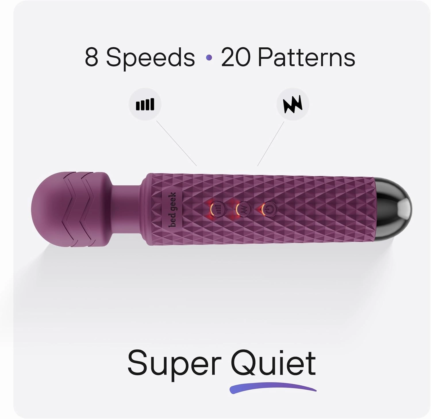 Handheld Cordless Personal Wand Massager – Waterproof, USB Rechargeable, 20 Vibration Patterns, 8 Speeds, Memory Feature, Skin-Soft Silicone for Ultimate Relaxation Tool