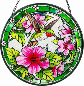Handmade Hummingbird Suncatchers for Windows Hanging - 8 inch Stained Glass Sun Catchers Indoor Window Decor, Suncatcher Stained Glass for Home, Gifts for Dad, Grandpa or Wall Art