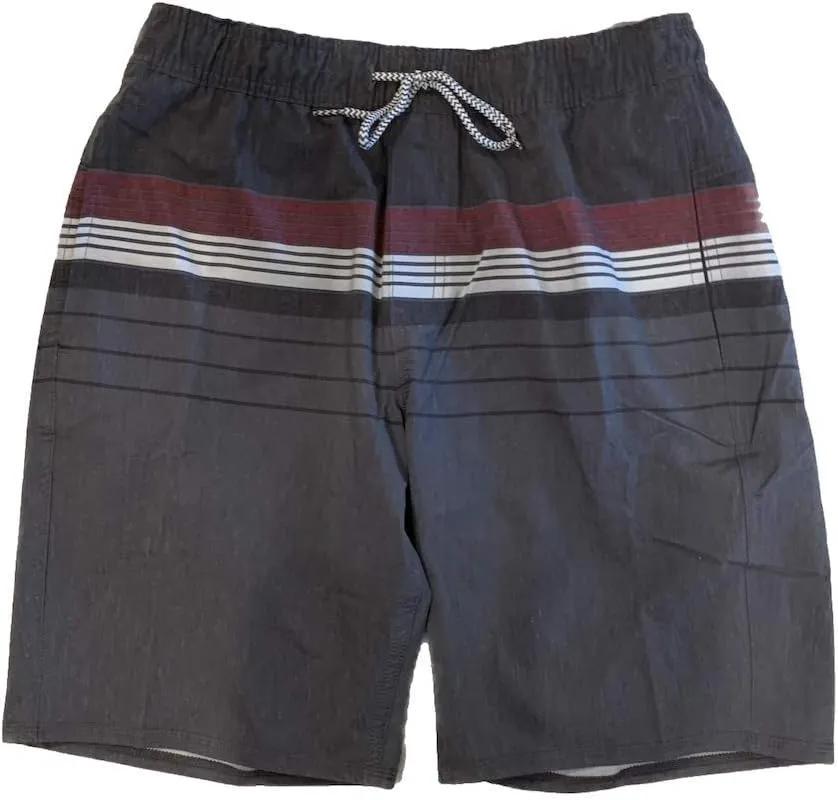Hang Ten Men's Quick Drying, 4-Way Stretch Elastic Board Shorts, Meteorite