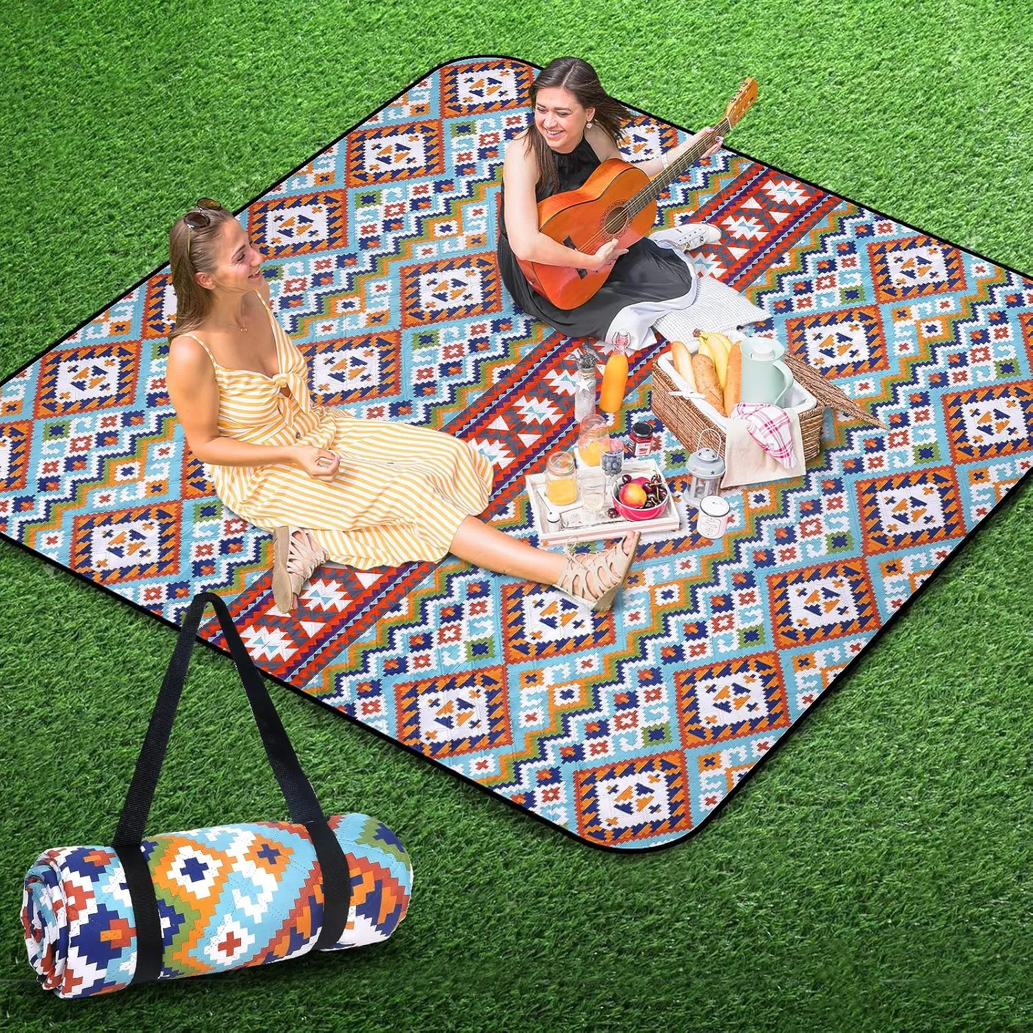 Hap Tim Extra Large Picnic Outdoor Blanket, 80''x80'' Waterproof Foldable Blankets, Picnic Mat for Beach, Bohemian (Desert Nomad)