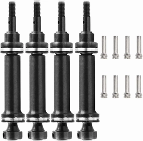 Hard Steel Front Rear Driveshaft Upgrades Parts for E-Revo Mini Summit Slash 1/16 RC Car 4pcs/Set (Black)