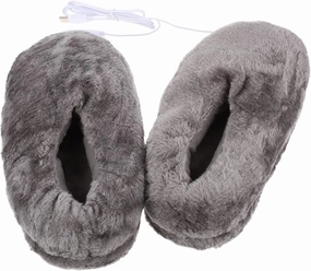 Healifty Keep Your Feet Toasty Heated Foot Warmers Plush Electric Slippers Rechargeable