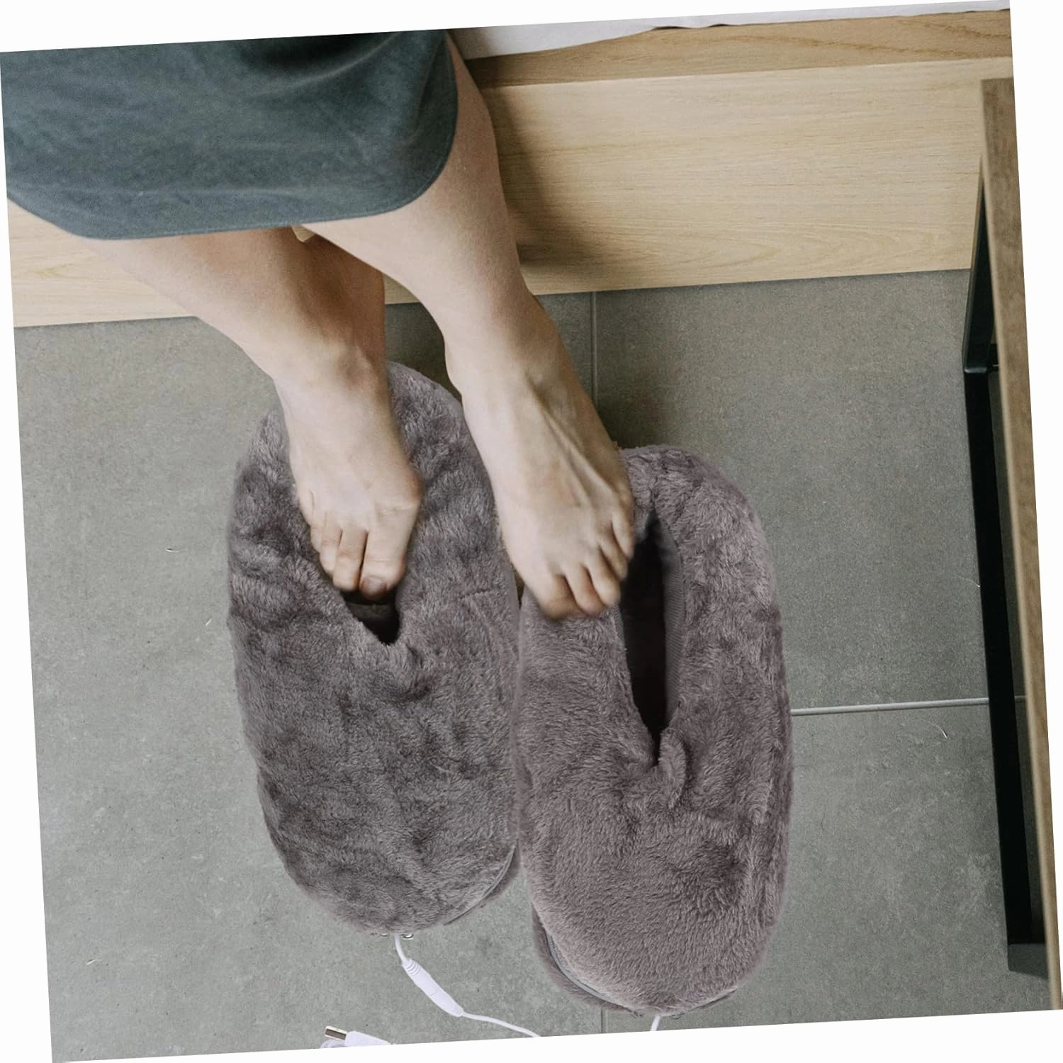 Healifty Keep Your Feet Toasty Heated Foot Warmers Plush Electric Slippers Rechargeable