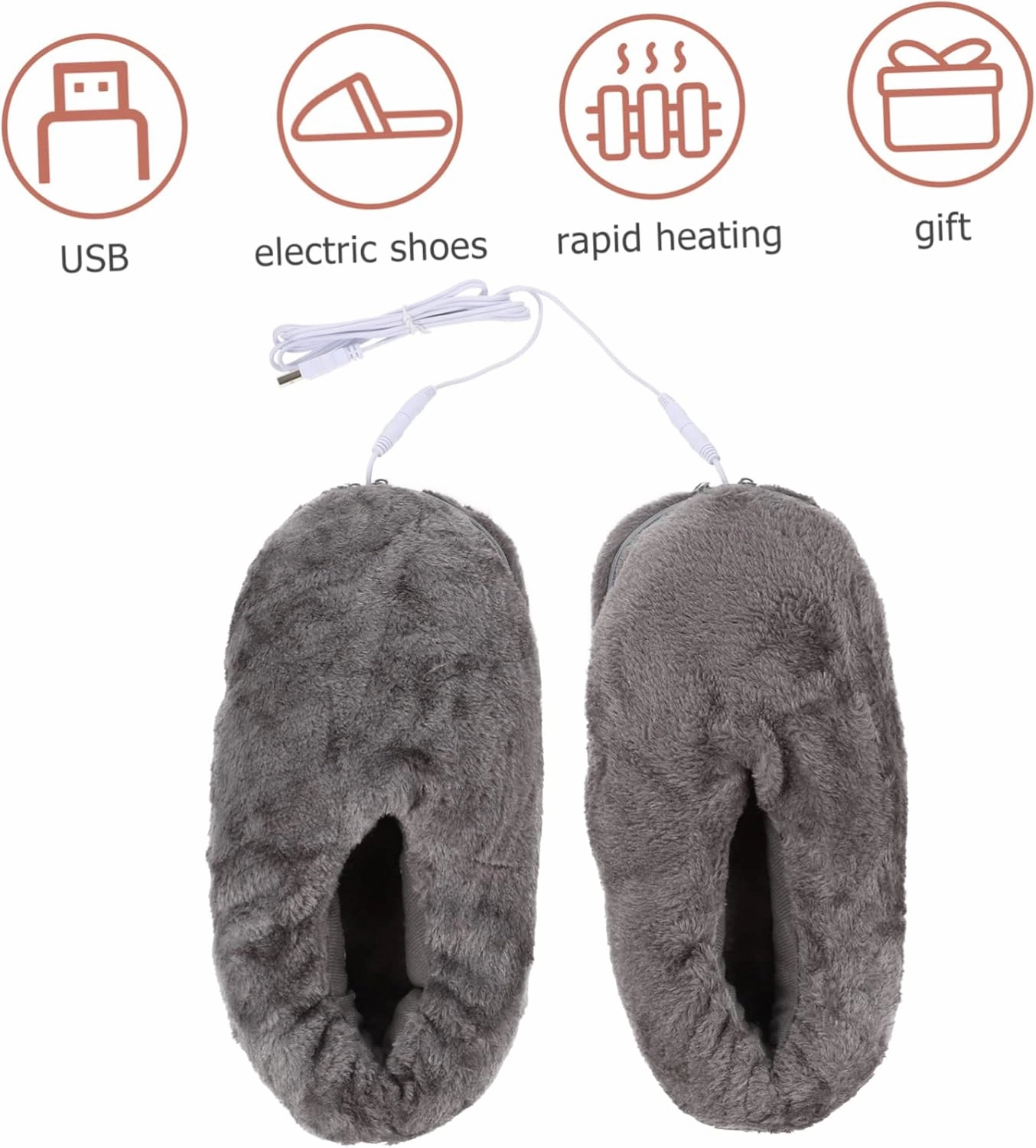 Healifty Keep Your Feet Toasty Heated Foot Warmers Plush Electric Slippers Rechargeable