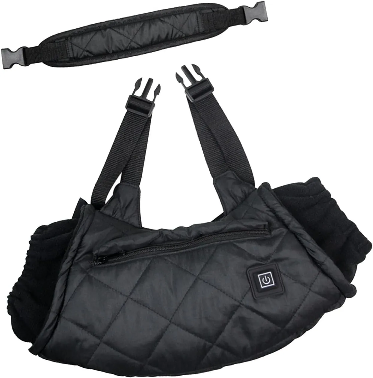 Heated Hand Muff Rechargeable Electric Heated Hand Warmer Bag USB Adjustable Strap 3 Temperature Adjustment for Winter Outdoor (Black)