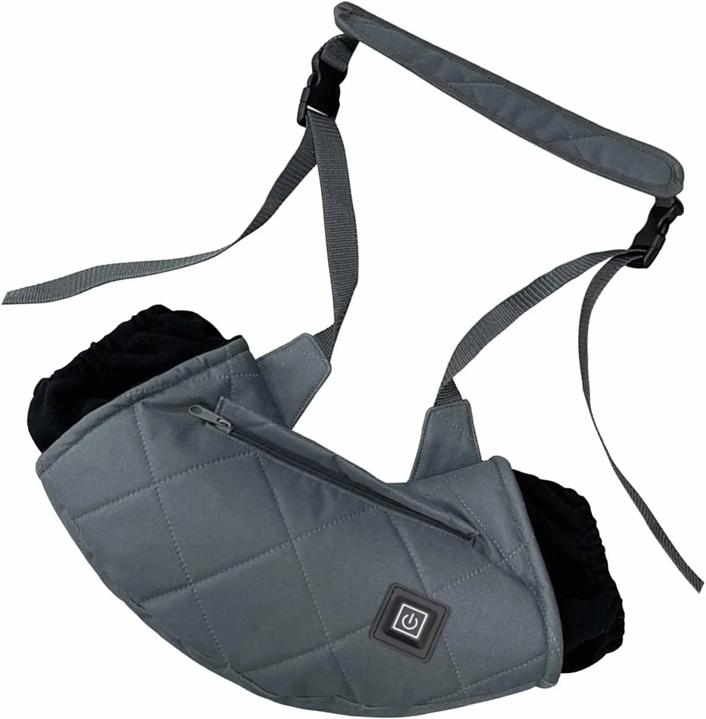 Heated Hand Muff Rechargeable Electric Heated Hand Warmer Bag USB Adjustable Strap 3 Temperature Adjustment for Winter Outdoor (Grey)