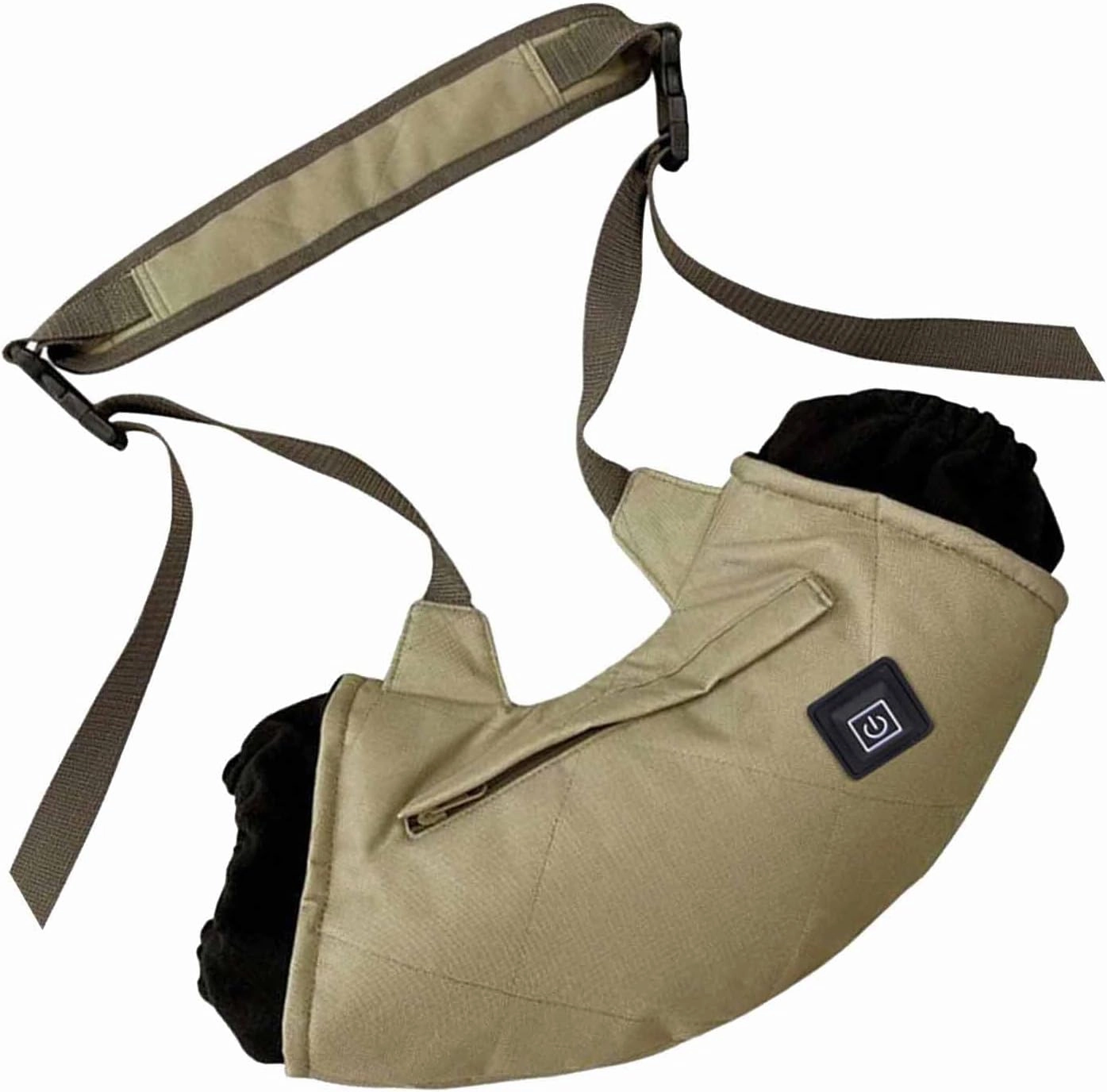 Heated Hand Muff Rechargeable Electric Heated Hand Warmer Bag USB Adjustable Strap 3 Temperature Adjustment for Winter Outdoor (Khaki)