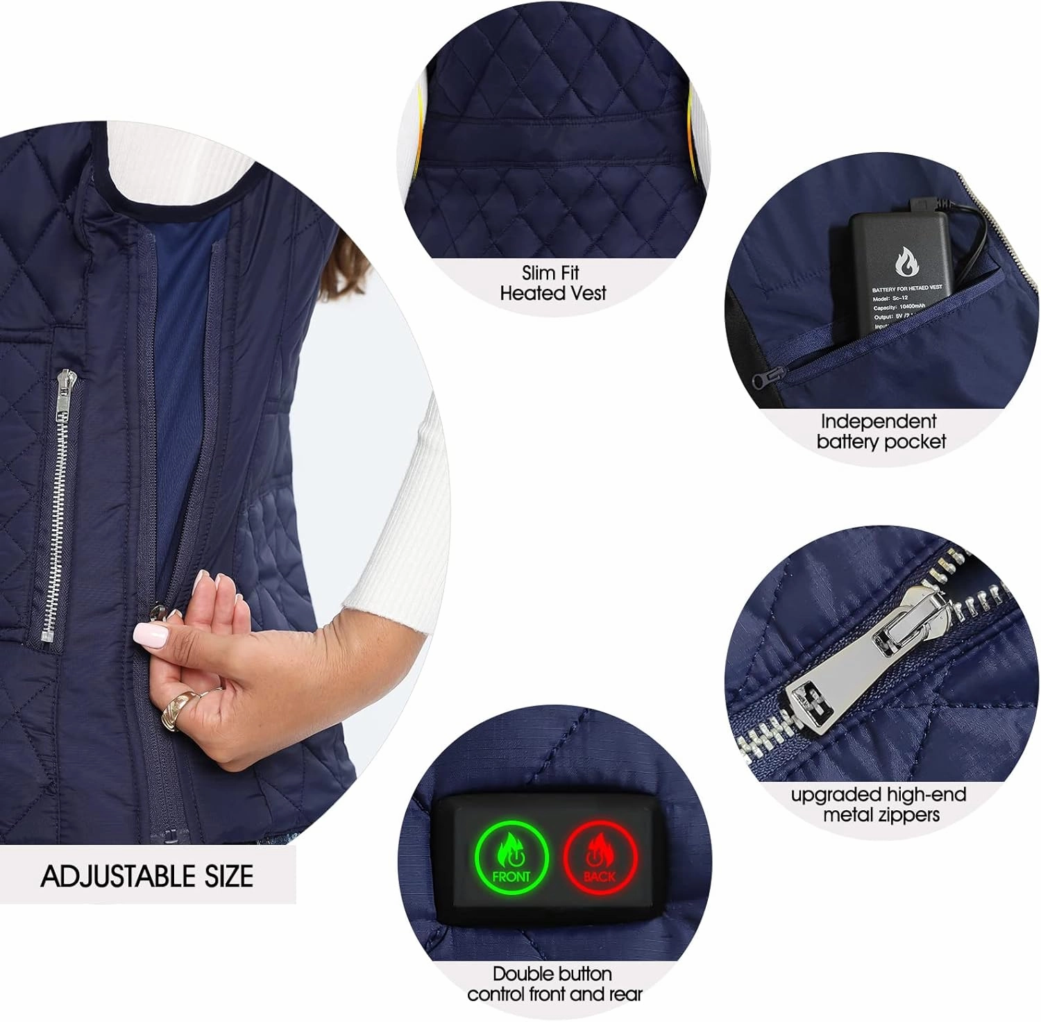 Heated Vest Women Rechargeable with Battery Pack included Slim fit Electric heated coat，Women‘s Heated Vests