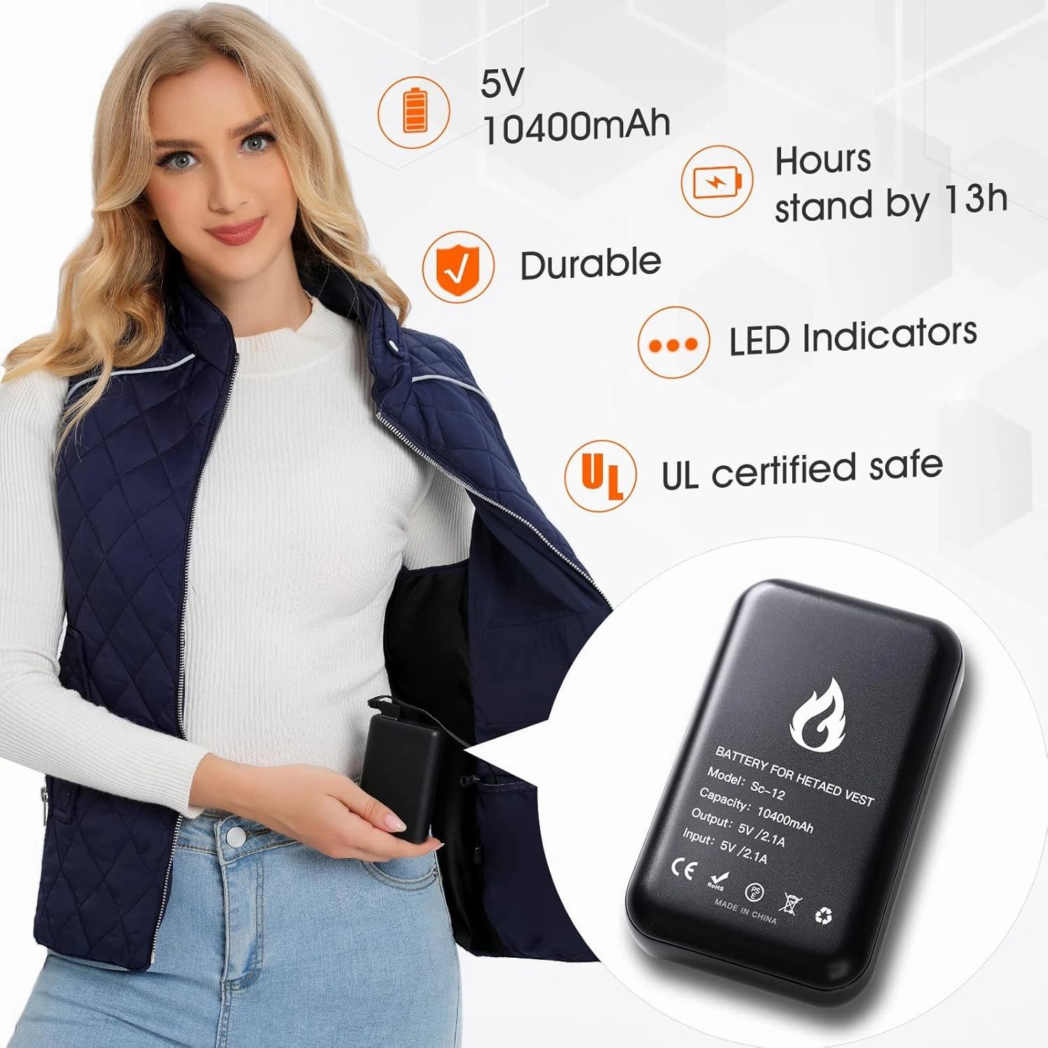 Heated Vest Women Rechargeable with Battery Pack included Slim fit Electric heated coat，Women‘s Heated Vests