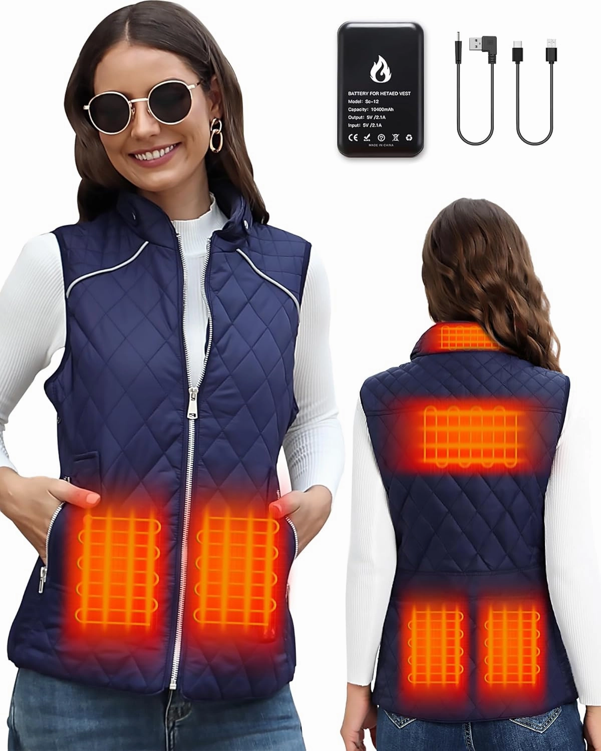 Heated Vest Women Rechargeable with Battery Pack included Slim fit Electric heated coat，Women‘s Heated Vests