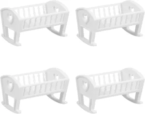 Hemoton 4 Pcs Miniature Doll Crib Doll 1:12 Scale Doll Cradle Models Tiny Plastic Doll Bed Doll House Furniture for Dollhouse Decoration Accessories