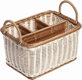 Hemoton Hemoton Hand Woven Rattan-Like Storage Basket, 9.52X7.28X6.88 Inch, Multipurpose Organizer for Kitchen, Office, Picnic, and More