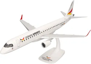 Herpa Snap-Fit German Airways Embraer E190 1:100 Scale Miniature Collectable Model with Base Plastic