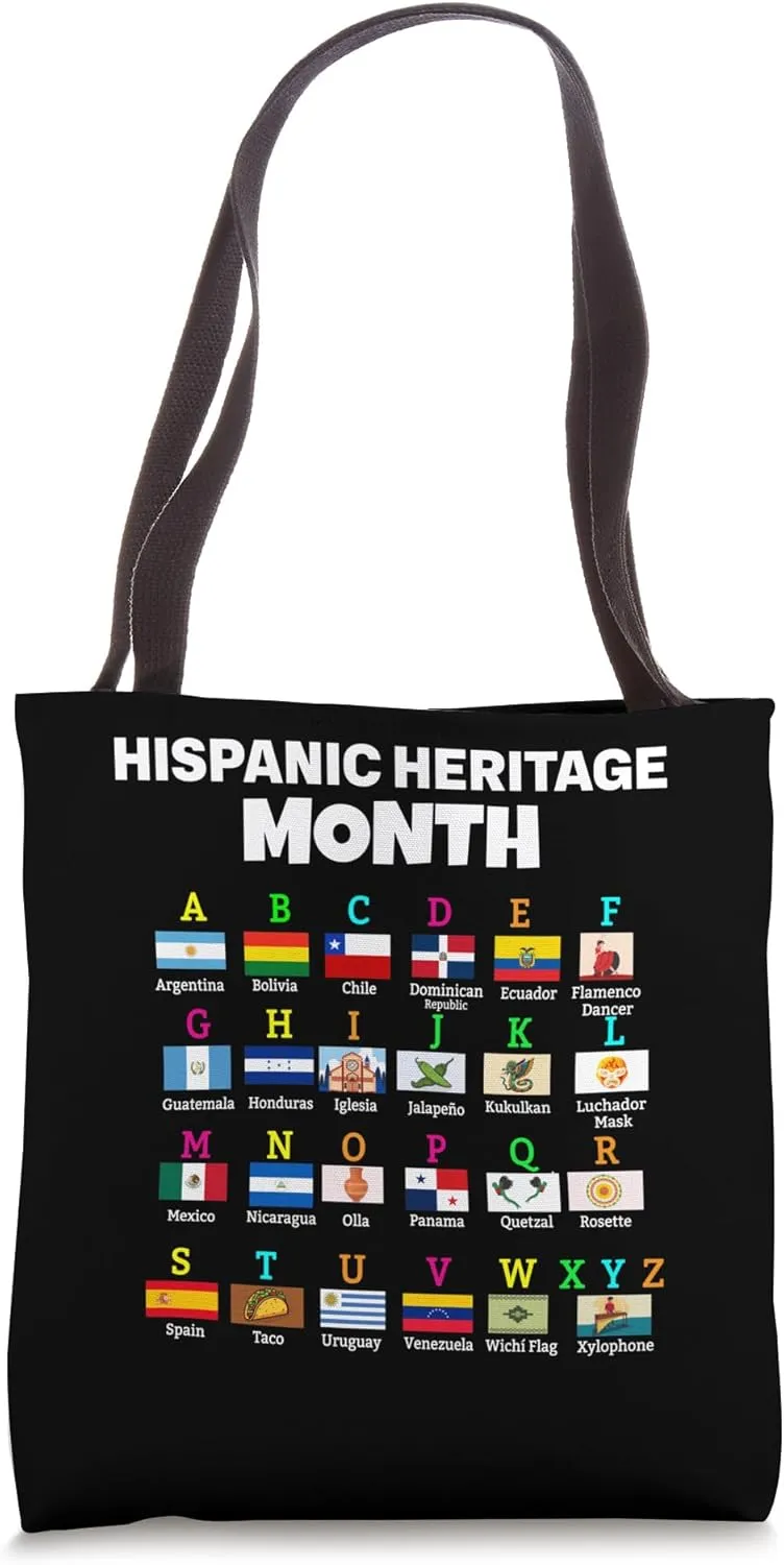 Hispanic Flag Alphabet Teachers Hispanic Educational Ideas Tote Bag