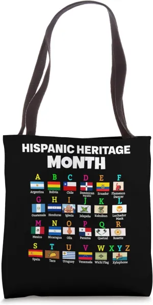 Hispanic Flag Alphabet Teachers Hispanic Educational Ideas Tote Bag