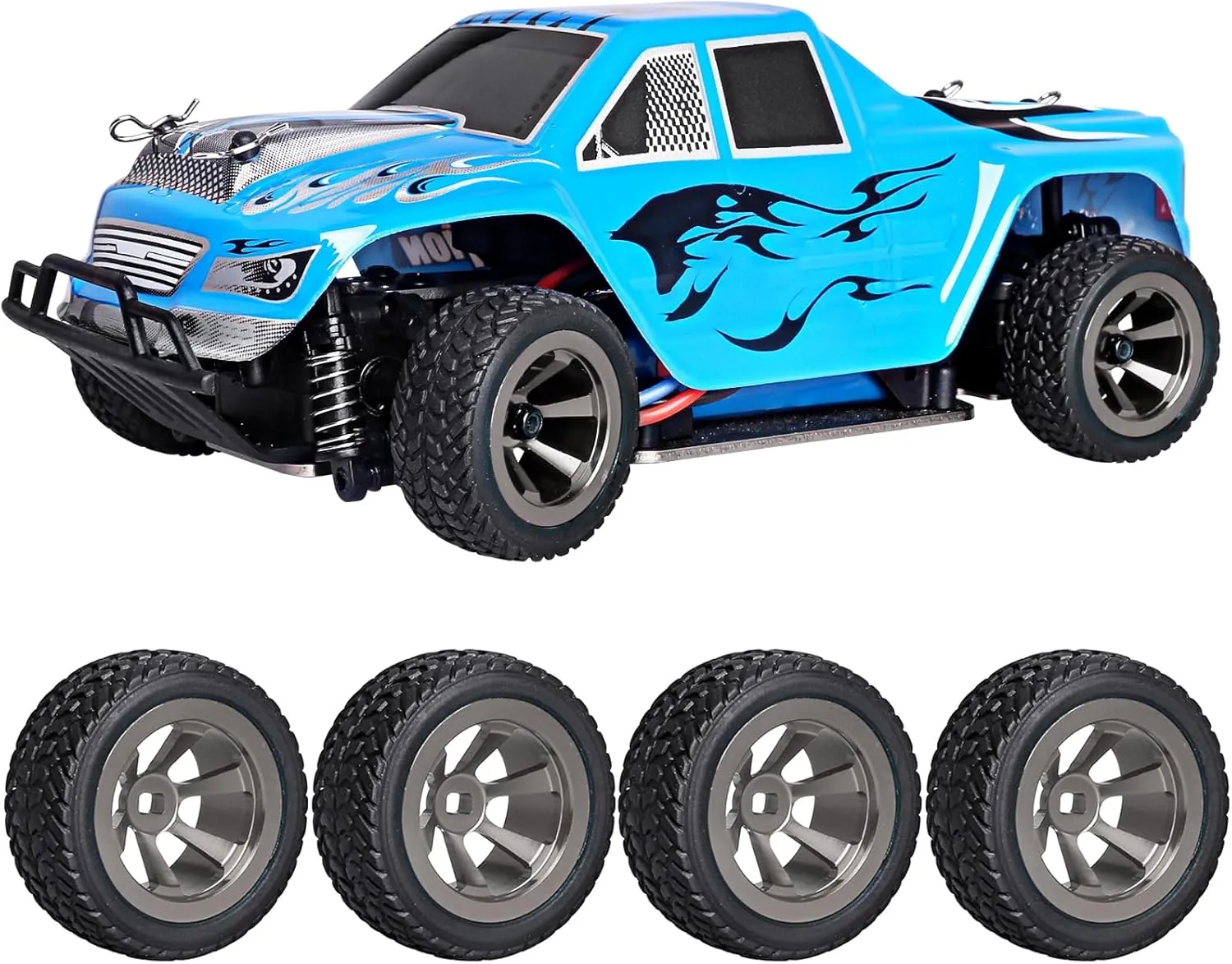 HobbyPark Glued 1/28 Tires & Aluminum Wheels for Wltoys K969 K989 P929 Mini Car, Set of 4 (Gray)