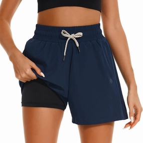 HODOSPORTS Women's 4'' Swim Shorts Quick Dry Board Shorts with Boxer Liner Pockets Swimsuit Bottoms