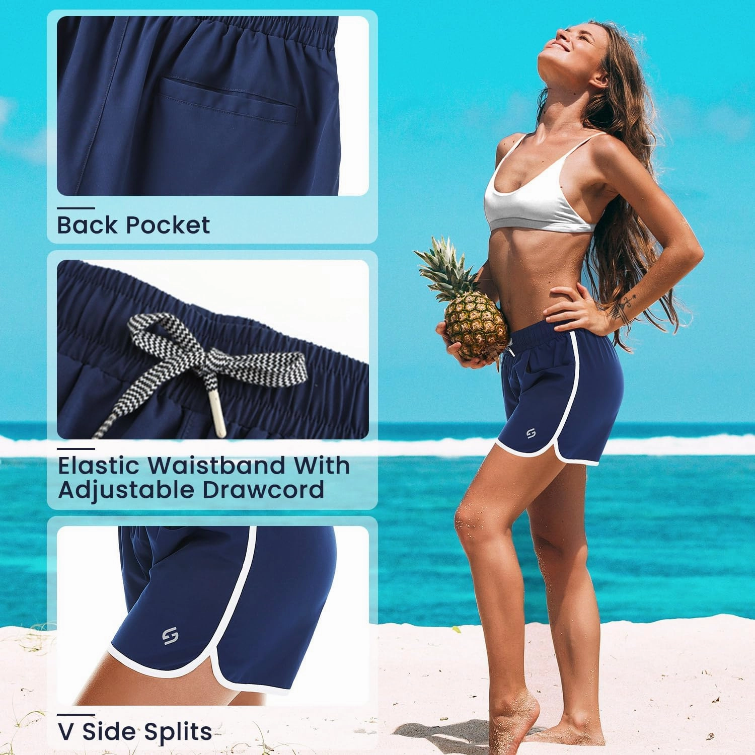 HODOSPORTS Women's 4" Swim Shorts Quick Dry Board Shorts Swimsuit Bottom with Pockets