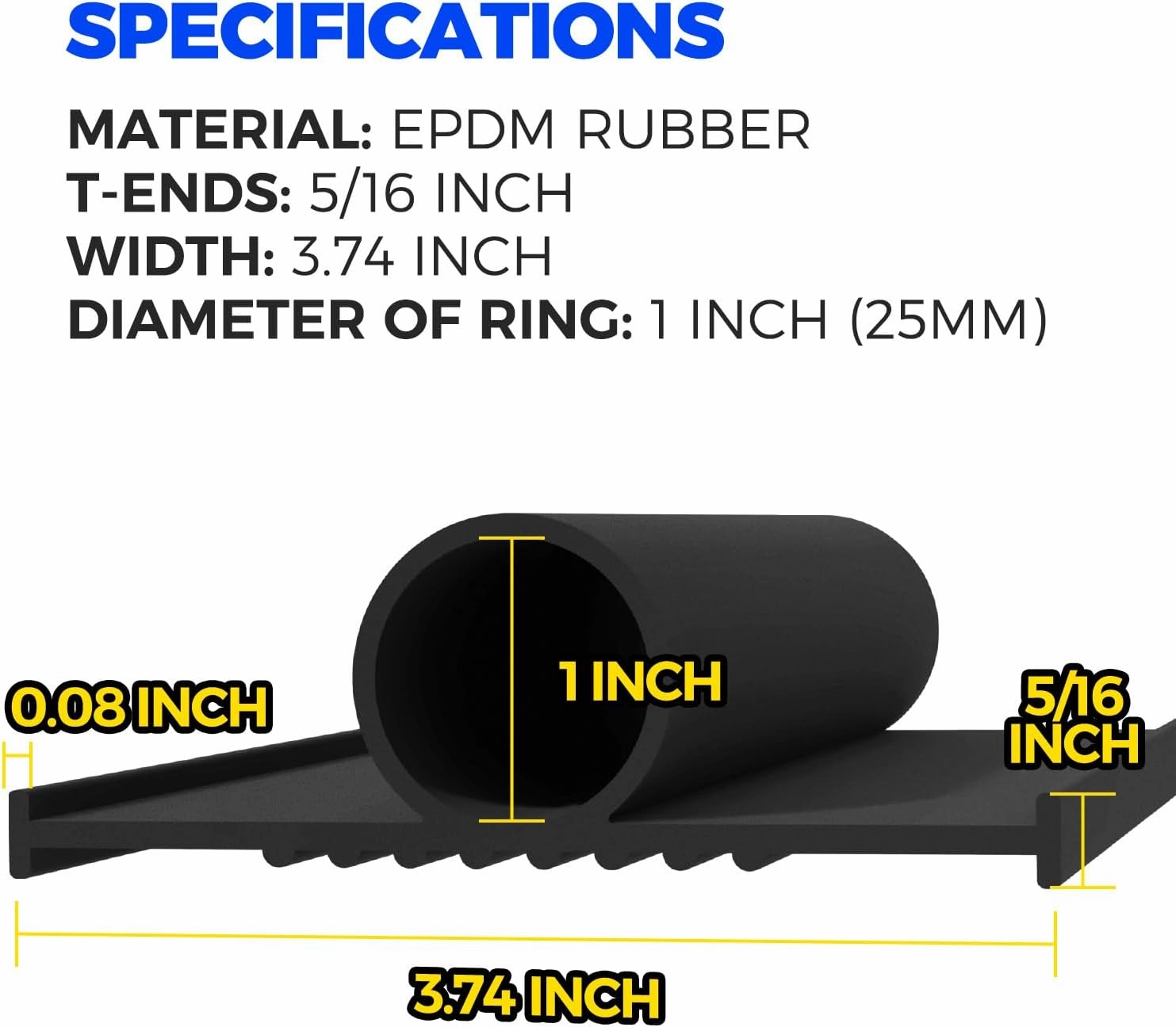 Holikme Garage Door Seals Bottom Rubber, Flexible Rubber Garage Door Seal, Garage Door Weather Stripping Kit Seal Strip Replacement, 5/16 Inch T-End, 4 1/8 Inch Width (17Ft, Black)