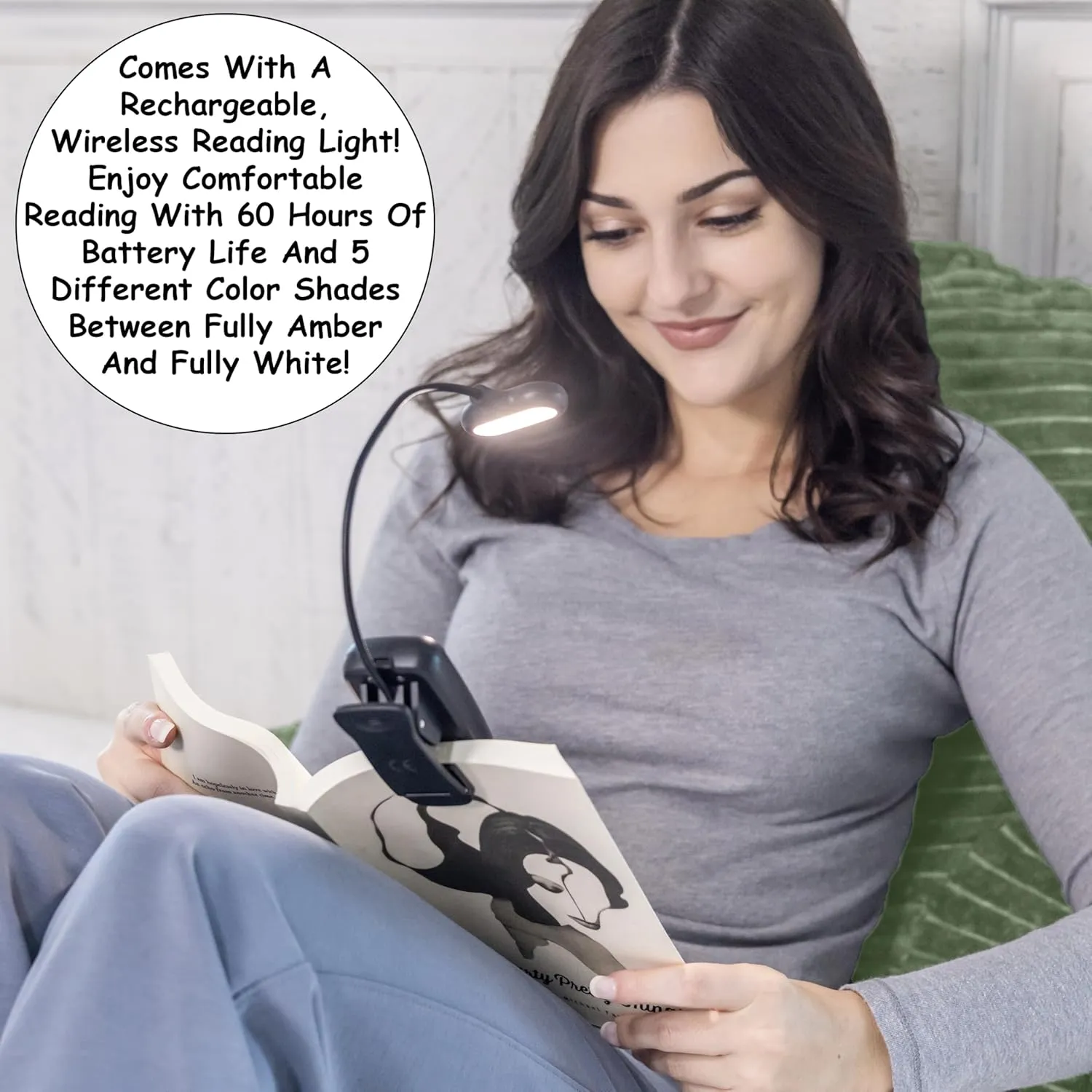 Homie Reading Pillow with Reading Light and Wrist Support, Has Arm Rests, and Back Support for Bed Rest, Lounging, Reading, Working on Laptop, Watching TV (Green)