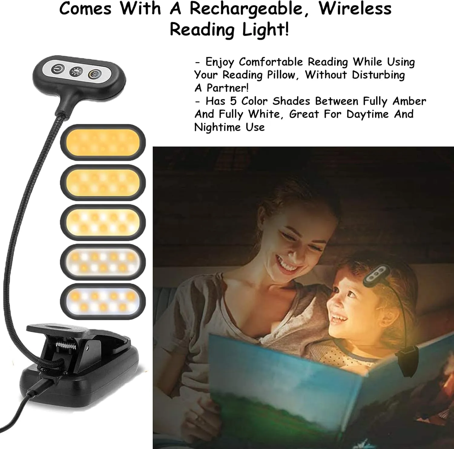 Homie Reading Pillow with Reading Light and Wrist Support, Has Arm Rests, and Back Support for Bed Rest, Lounging, Reading, Working on Laptop, Watching TV (Large, Gray)