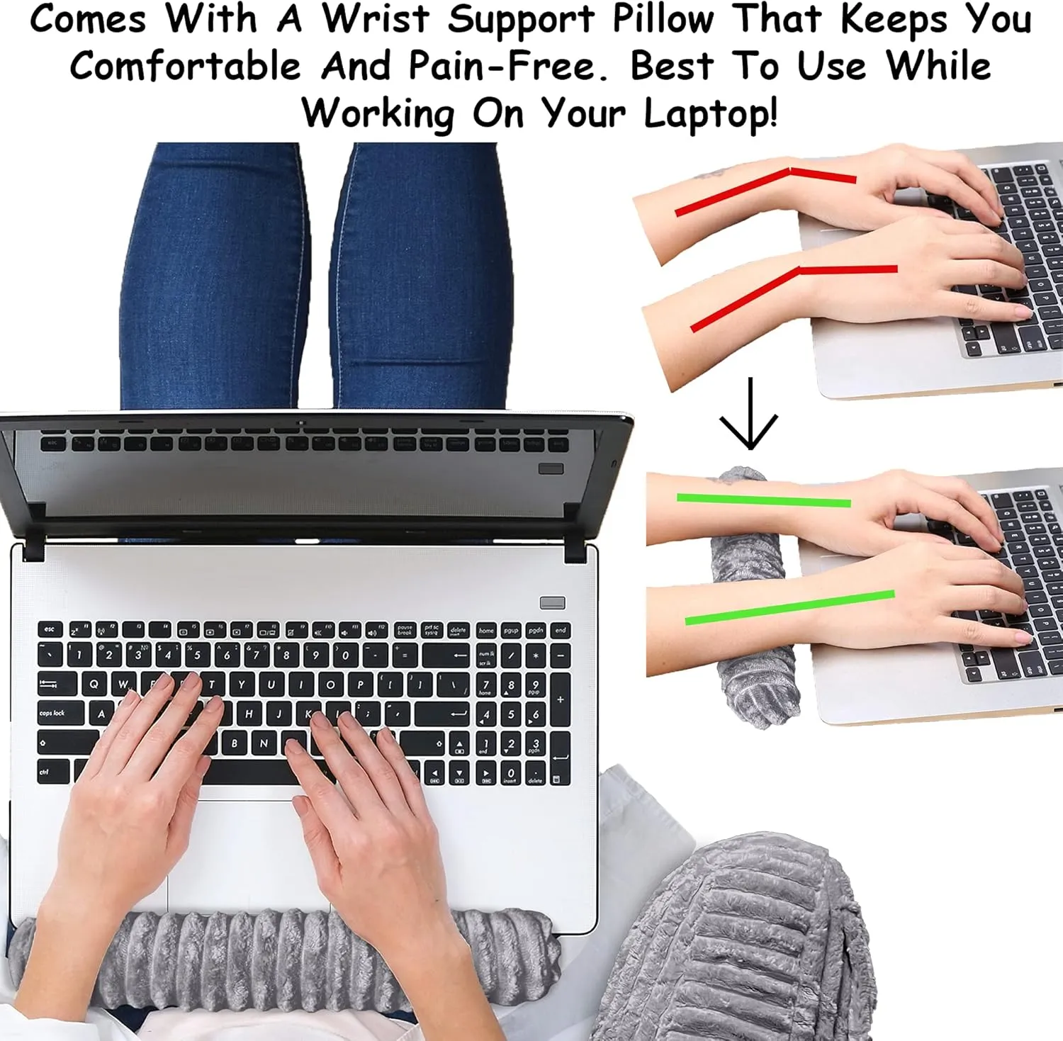 Homie Reading Pillow with Reading Light and Wrist Support, Has Arm Rests, and Back Support for Bed Rest, Lounging, Reading, Working on Laptop, Watching TV (Large, Gray)