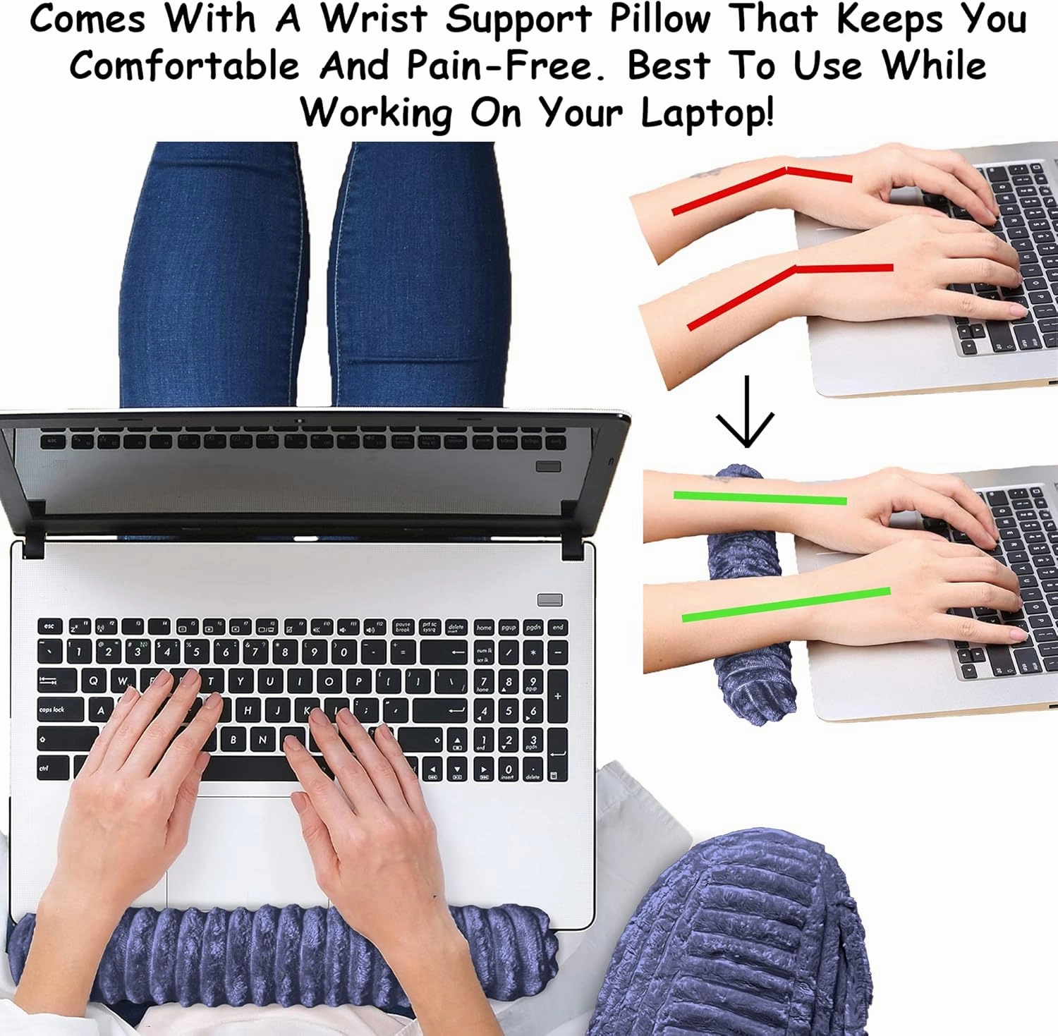 Homie Reading Pillow with Reading Light and Wrist Support, Has Arm Rests, and Back Support for Bed Rest, Lounging, Reading, Working on Laptop, Watching TV (Large, Blue)
