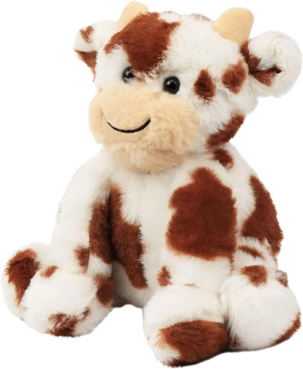 Hopearl Adorable Plush Cow Toy Floppy Dairy Cattle Soft Stuffed Animal Cute Birthday Gifts for Boys Girls Kids Toddlers, Dark Brown, 9''
