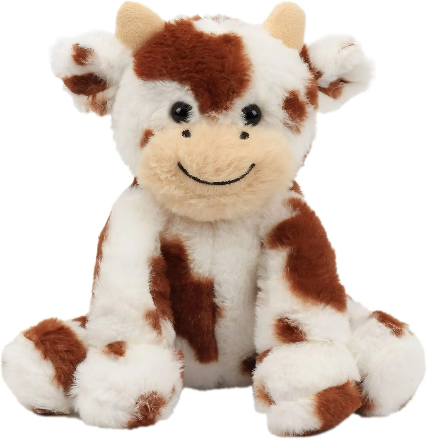 Hopearl Adorable Plush Cow Toy Floppy Dairy Cattle Soft Stuffed Animal Cute Birthday Gifts for Boys Girls Kids Toddlers, Dark Brown, 9''