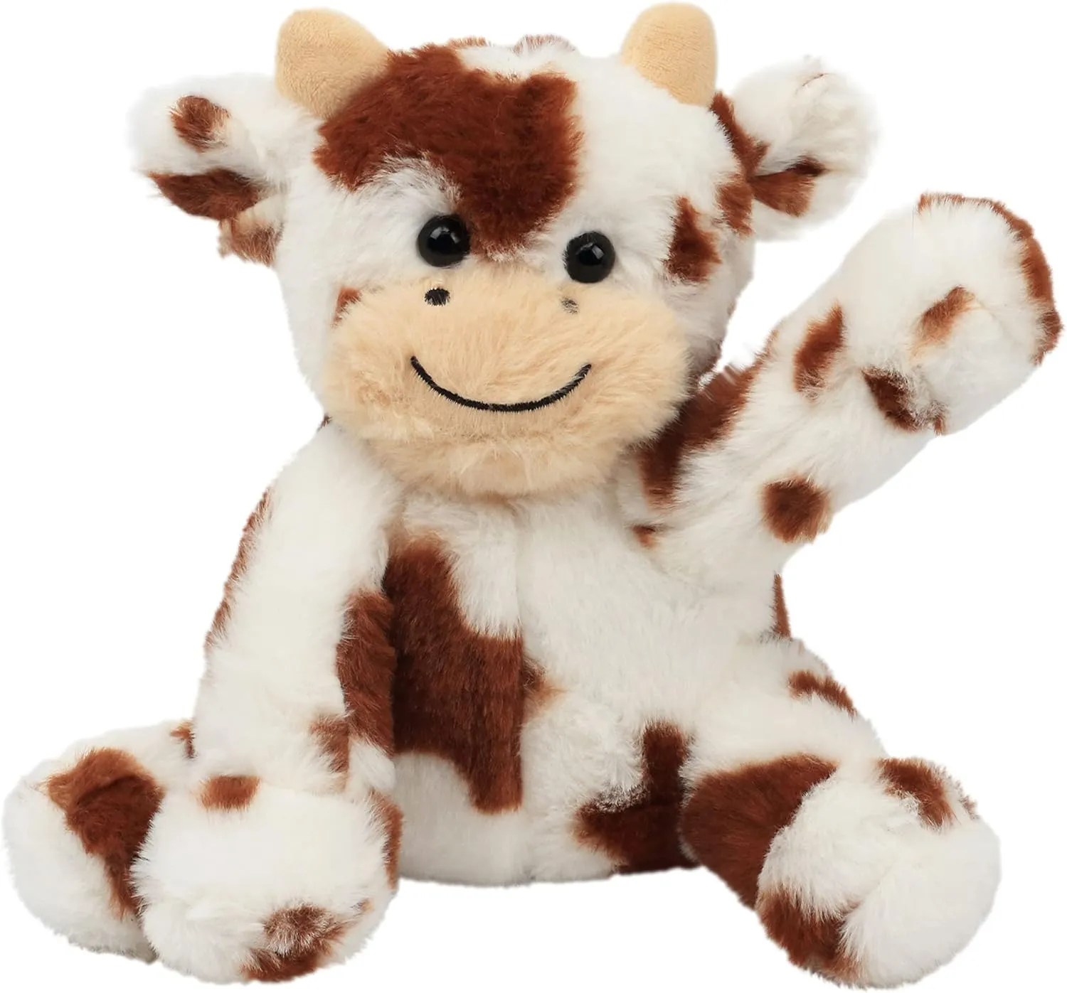 Hopearl Adorable Plush Cow Toy Floppy Dairy Cattle Soft Stuffed Animal Cute Birthday Gifts for Boys Girls Kids Toddlers, Dark Brown, 9''