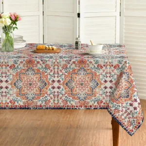 Horaldaily Boho Bohemia Style Tablecloth 60x84 Inch Rectangular, Vintage Country Rustic Farmhouse Magical Fall Orange Washable Seasonal Table Cover for Party Picnic Dinner Decor