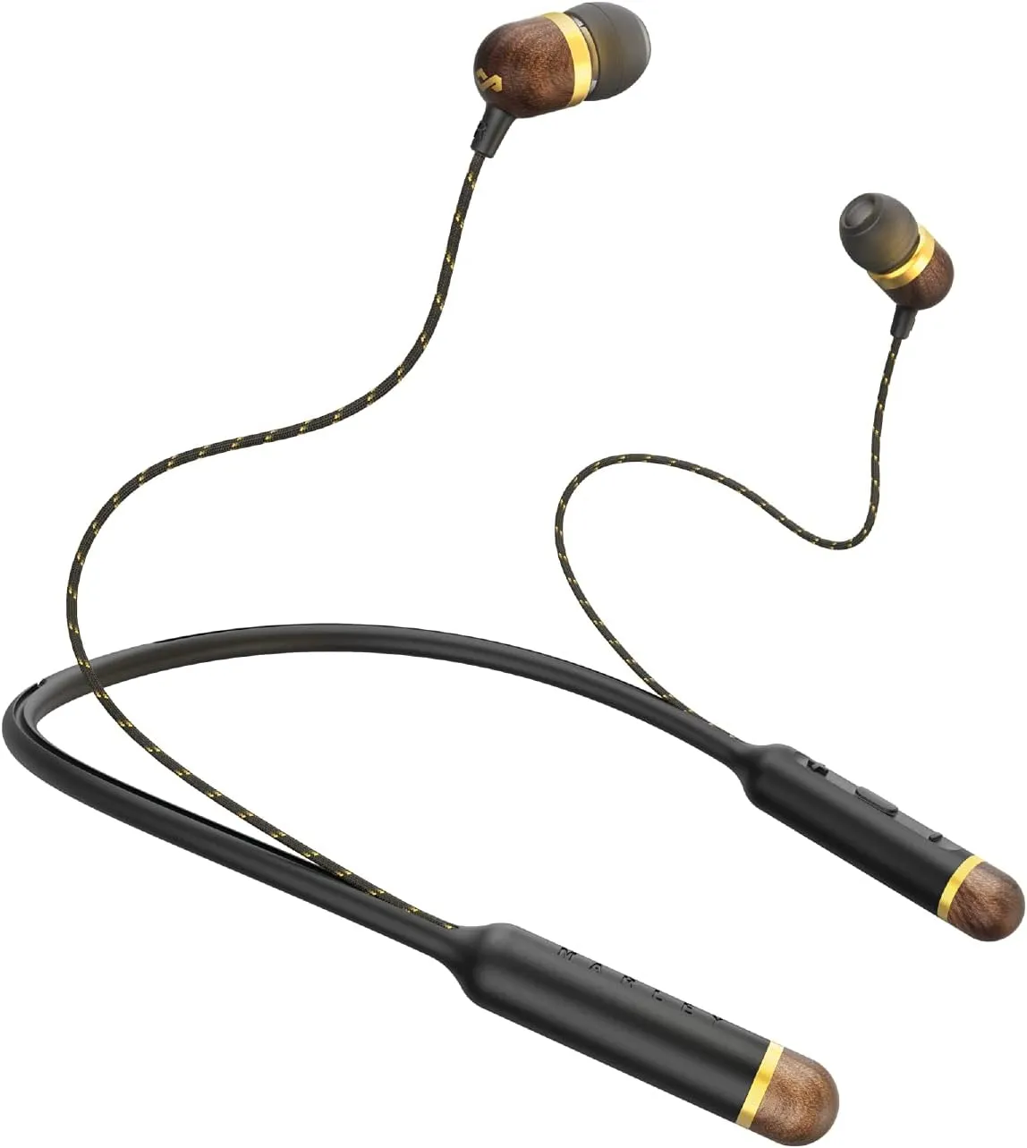 House of Marley Smile Jamaica Wireless: Wireless Neckband Earphones with Microphone, Bluetooth Connectivity, 8 Hours of Playtime, and Sustainable Materials (Brass)