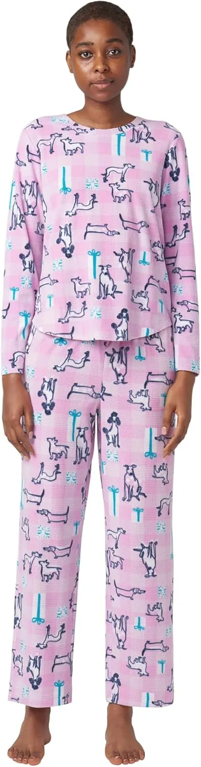HUE Women’s Super Soft Fleece Winter 3 Piece Pajama Gift Set Includes Solid Fleece PJ Top, Printed Fleece PJ Pant, Cozy Socks