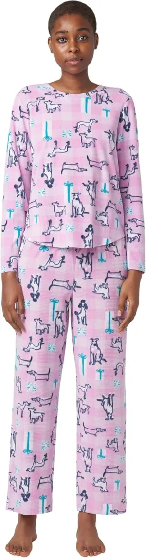 HUE Women’s Super Soft Fleece Winter 3 Piece Pajama Gift Set Includes Solid Fleece PJ Top, Printed Fleece PJ Pant, Cozy Socks