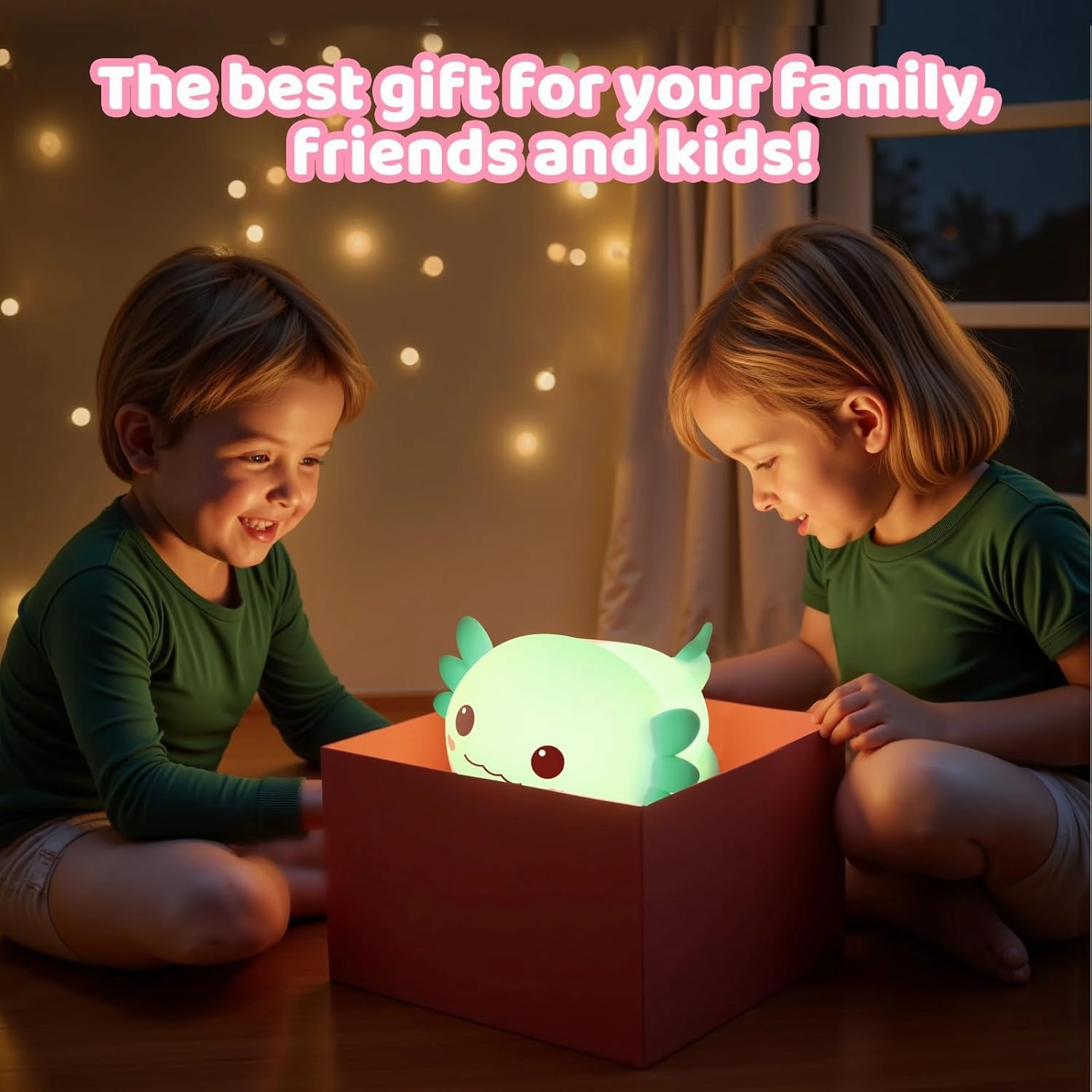 Huggwaii Squishy Axolotl Night Light for Kids – Dimmable Silicone Axolotl Lamp, 2025 Upgraded Design, 20H Battery Life Rechargeable Lamp,Safe Sleep Aid Gift for Toddlers, Girls&Baby Room Decor