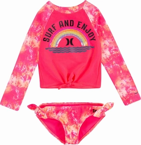 Hurley Girls' Long Sleeve Rash Guard Swimsuit