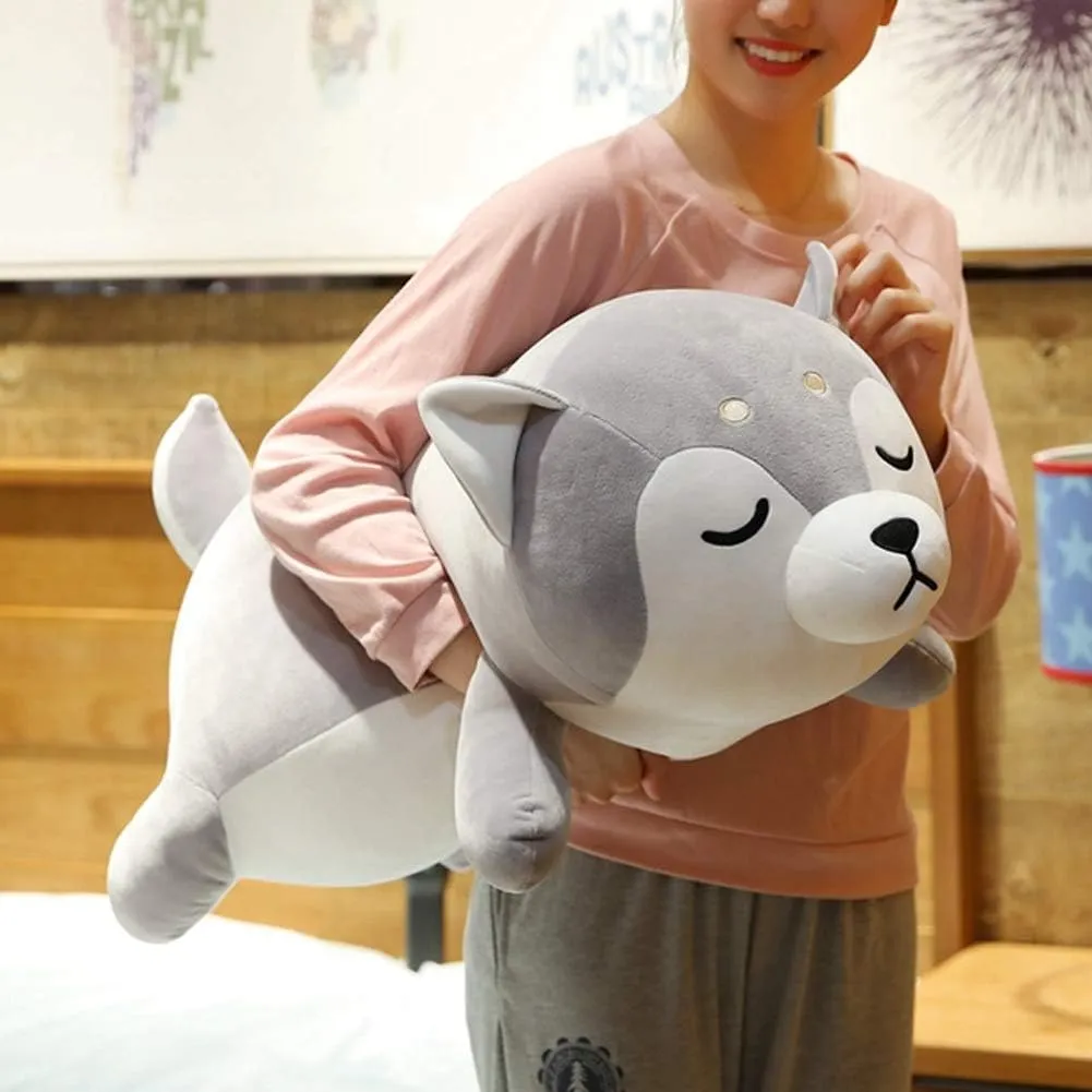 Husky Plush Pillow,Huskie Stuffed Animal Toy Puppy Throw Pillow for Kids,Valentine's Day,Christmas (19.6inch)