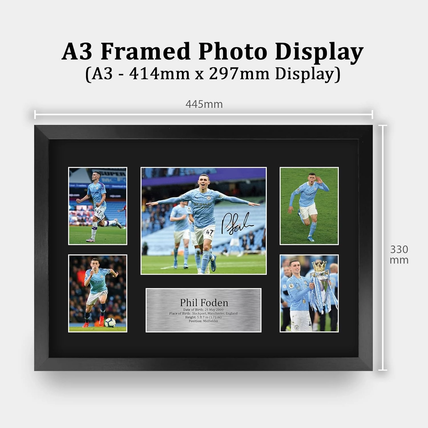 HWC Trading Phil Foden Manchester City 16 x 12 inch (A3) Printed Gifts Signed Autograph Picture for Football Fans and Supporters - 16" x 12" Framed