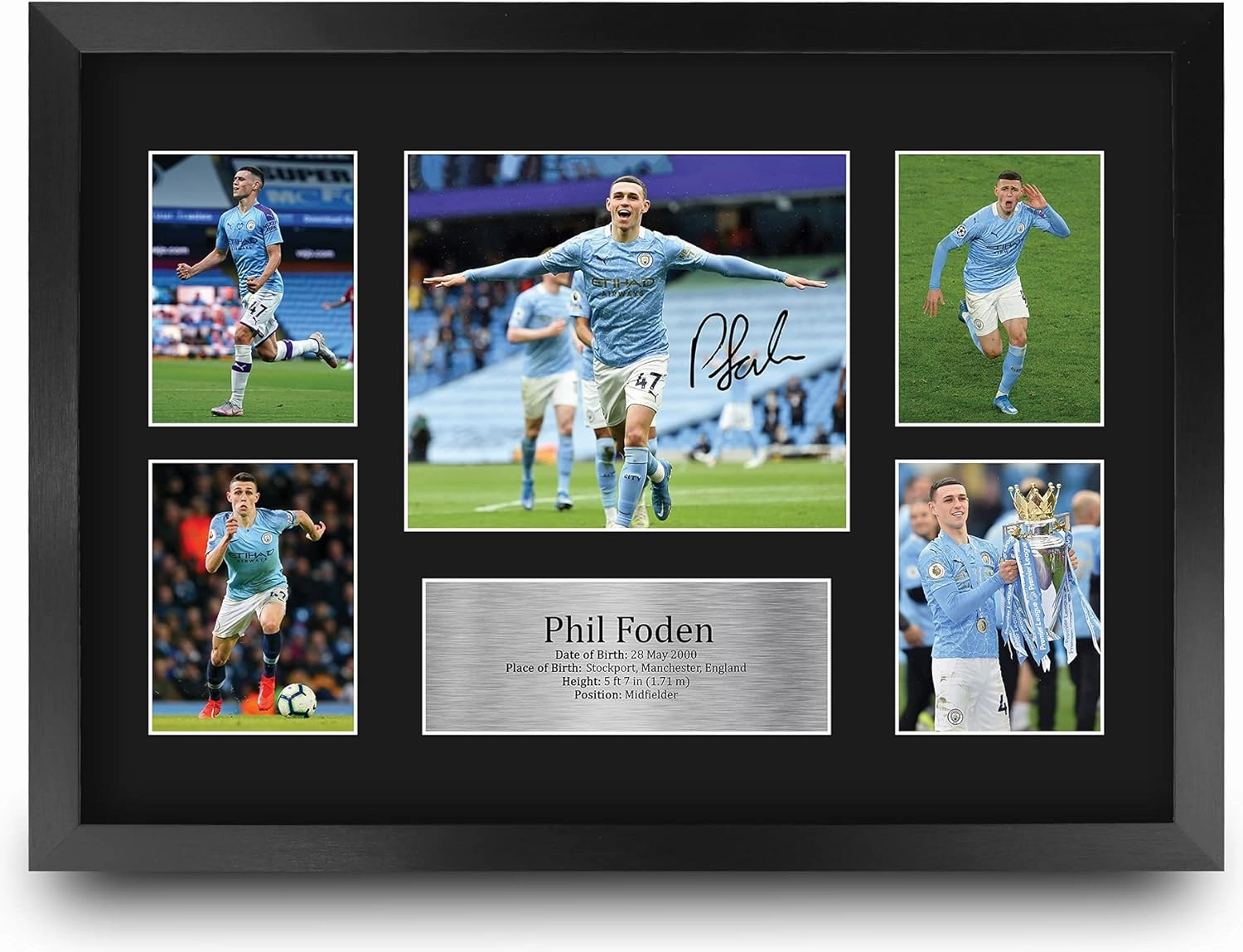 HWC Trading Phil Foden Manchester City 16 x 12 inch (A3) Printed Gifts Signed Autograph Picture for Football Fans and Supporters - 16" x 12" Framed