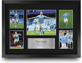 HWC Trading Phil Foden Manchester City 16 x 12 inch (A3) Printed Gifts Signed Autograph Picture for Football Fans and Supporters - 16" x 12" Framed