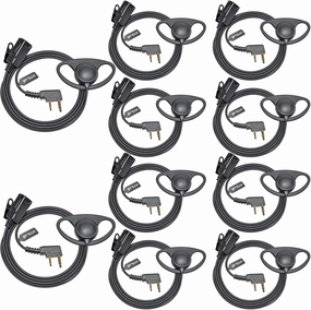HYS 1-Wire Earpiece with Mic&PTT for Baofeng Walkie Talkie BF-F8HP BF-F9 UV-82 UV-82HP UV-82C UV-5R UV-5R5 UV-5RA UV-5RE UV-5X3 and Kenwood NX TK Series 2pin Radios, D Shape Ear Hook