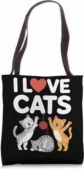 I Love Cats Adorable Kitten Play Fun Tote Bag