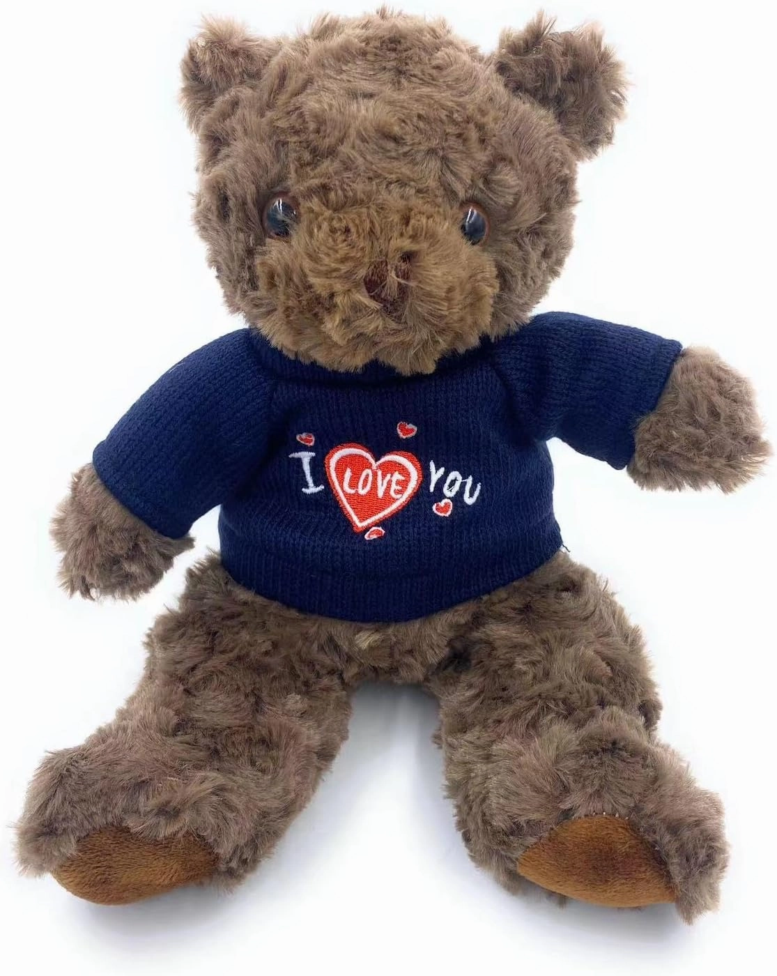 I Love You Bear Stuffed Animal 8 Inches Plush Bear with Love Dark Brown Teddy in Knitted T-Shirt Cute Chocolate Bear Great Gift for Kids