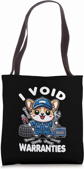 I Void Warranties Funny Mechanic Corgi Garage Automotive Tote Bag