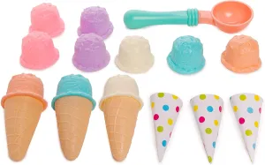 Ice Cream Shop Playset, Pretend Play Ice Cream and Cones, Ice Cream Toys for Kids, Dessert Play Set for Kids, Play Kitchen Accessories for Girls and Boys