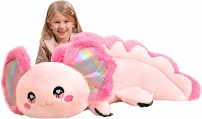 IKASA Giant Axolotl Stuffed Animal Plush Toy,Large Big Jumbo Soft Toys,31.5" Huge Size Cute Plushy Fluffy Fat Plushie,Gifts for Kids Girls