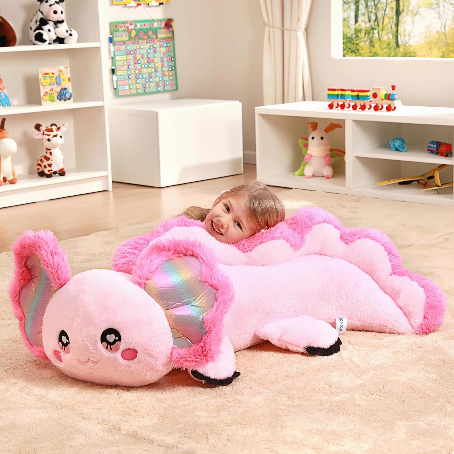 IKASA Giant Axolotl Stuffed Animal Plush Toy,Large Big Jumbo Soft Toys,31.5" Huge Size Cute Plushy Fluffy Fat Plushie,Gifts for Kids Girls