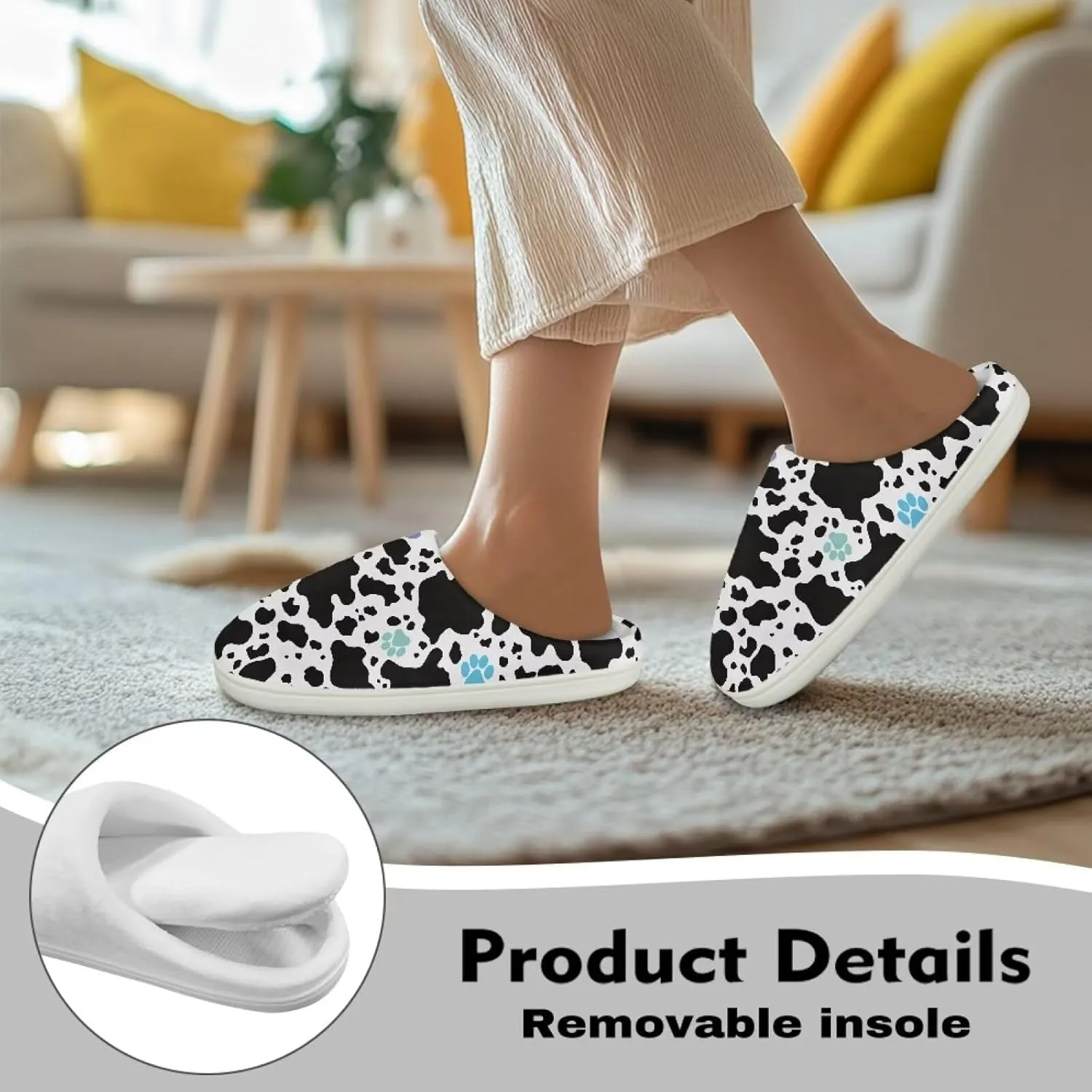 Indoor Slippers Colorful Fashion Animal Print for Women Skin-friendly Soft Shoes Fit for Home Bedroom Kitchen