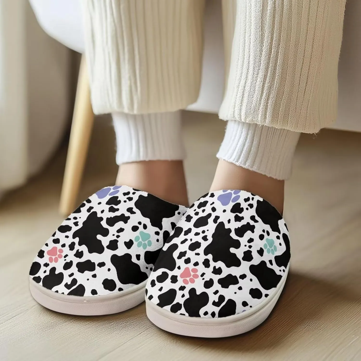 Indoor Slippers Colorful Fashion Animal Print for Women Skin-friendly Soft Shoes Fit for Home Bedroom Kitchen