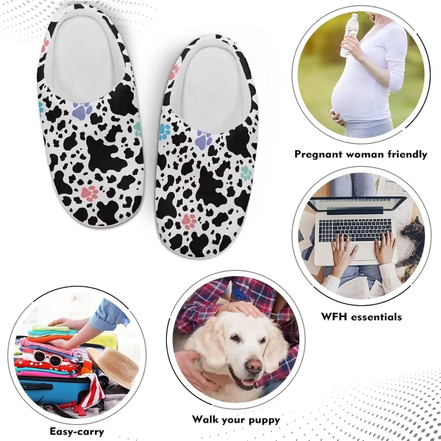 Indoor Slippers Colorful Fashion Animal Print for Women Skin-friendly Soft Shoes Fit for Home Bedroom Kitchen